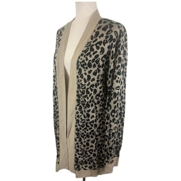 Nine West Womens Leopard Print‎ Open Front Cardigan Duster Sweater Size XL - Picture 2 of 5